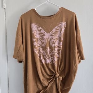 Wild Fable Brown Butterfly Knot Front Tee
